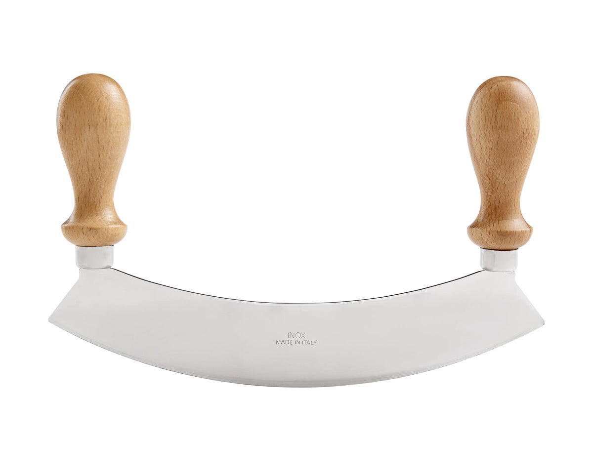 Stainless Steel Mezzaluna Chopper with Beechwood Handles Q919243