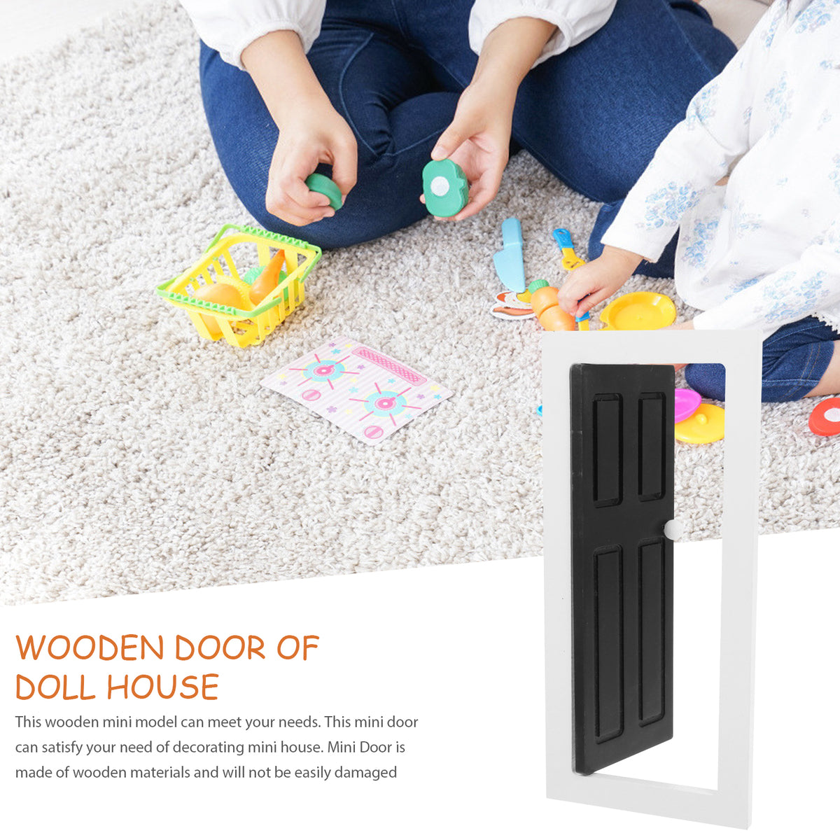 Unpainted Wooden Door Doll House Miniature Furniture F128
