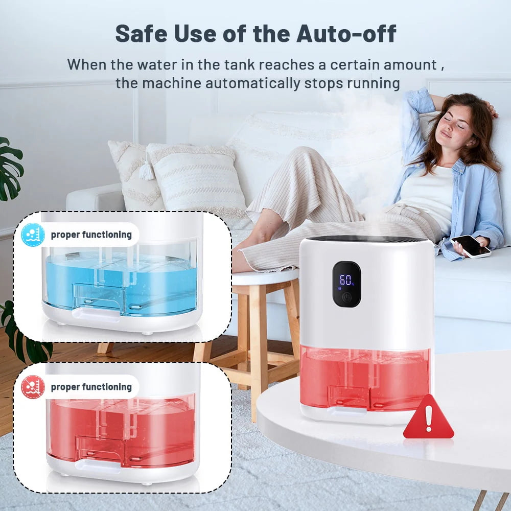1000ml Portable Dehumidifier, Auto Defrost, Ultra Quiet, Auto Power Off, White U827