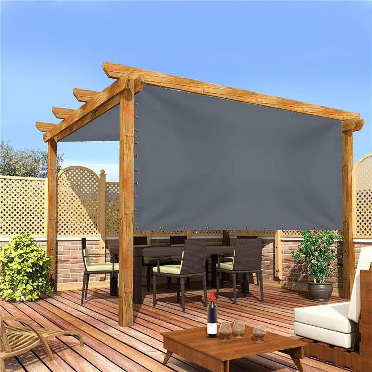 18 oz Outdoor Universal Replacement Shade Cover Grey 10 x 8 ft. F8069