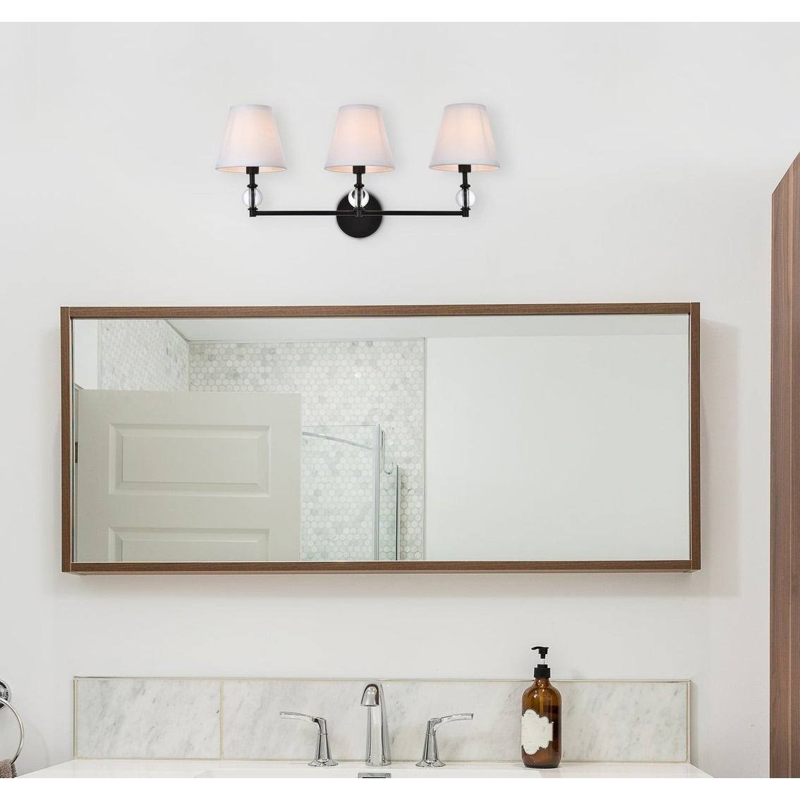 3 Light Bath Sconce with White Fabric Shade K545
