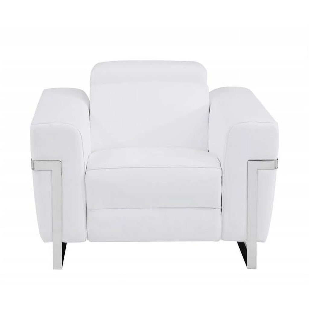 White Italian Leather Power Recliner Chair N93849