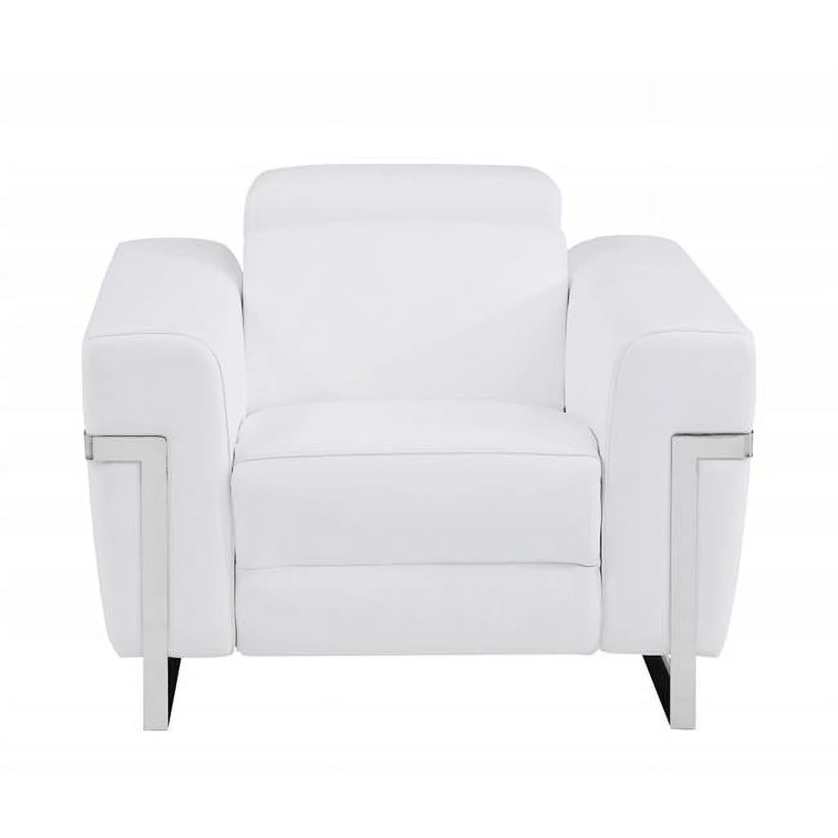 White Italian Leather Power Recliner Chair N93849