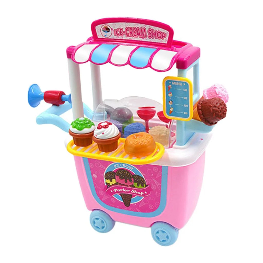 Cream Candy Cart Food Dessert and Cash Trolley Set Toy with Music and Lighting L53970