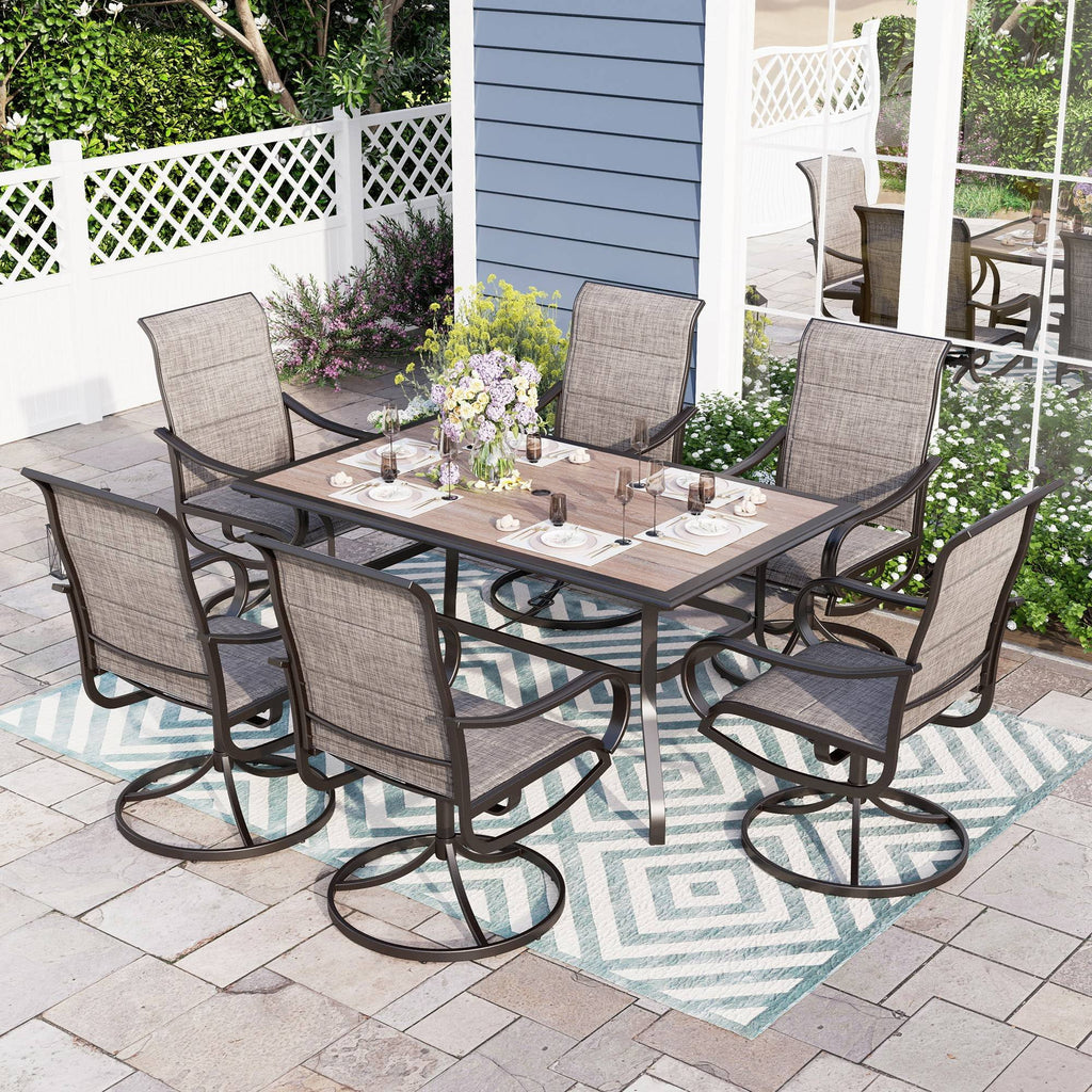 Outdoor Patio Dining Table for 6 Metal Frame Wood-Look Top R332995