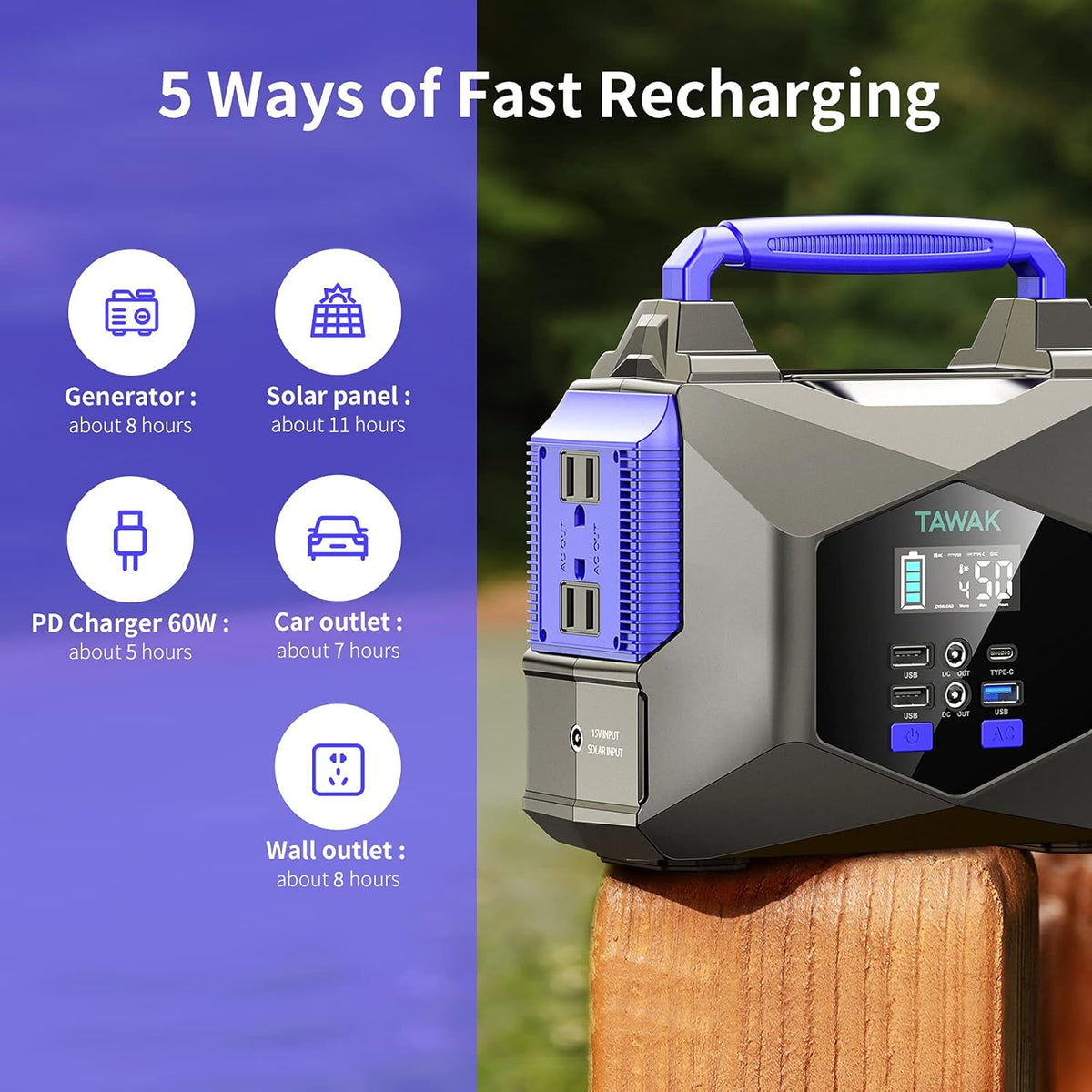 250Wh 300W Portable Power Station with LCD Screen B15769