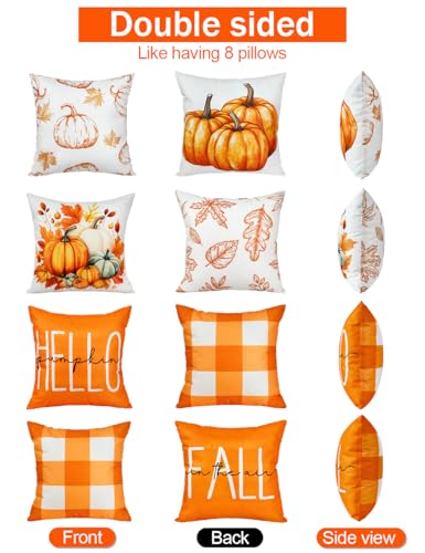 Double Sided Plaid Throw Pillow Covers 18x18 Inches Set of 4 I985320