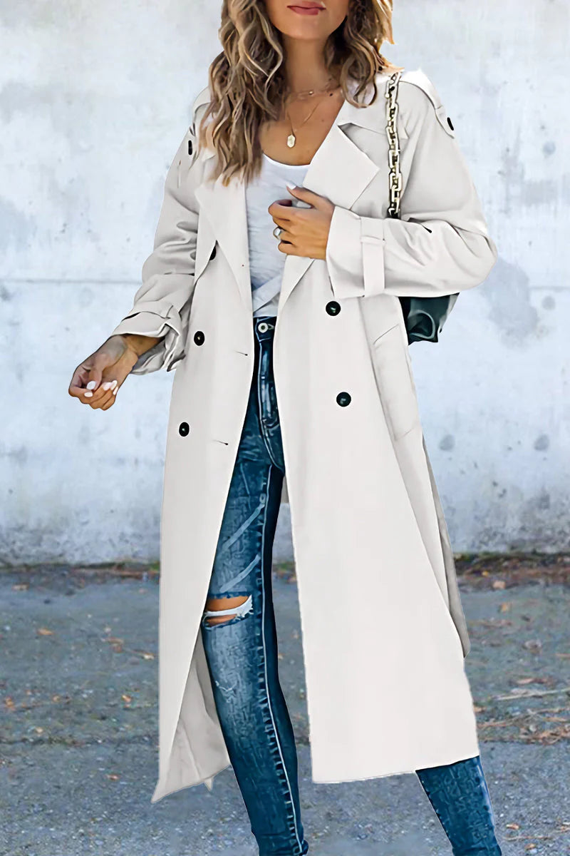 Solid Patchwork Turndown Collar Outerwear Y216