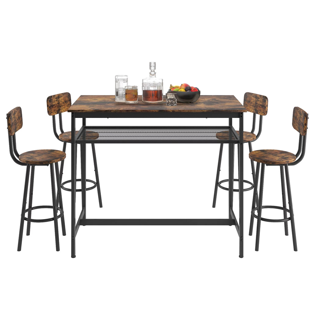 Brown 5 Piece Counter Height Dining Table and Chairs Set O4970