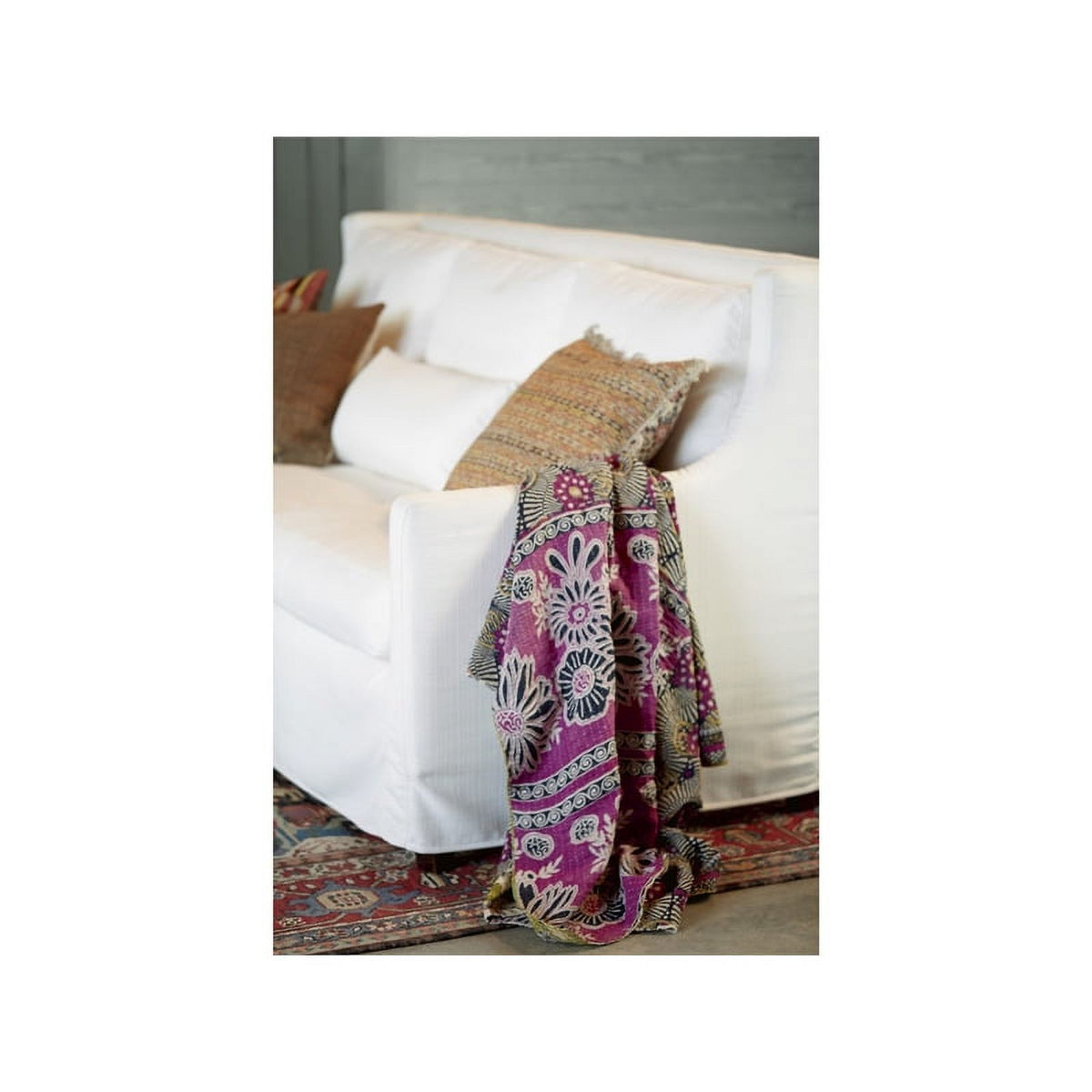 White Polyester Sofa with Three Pillows K1475