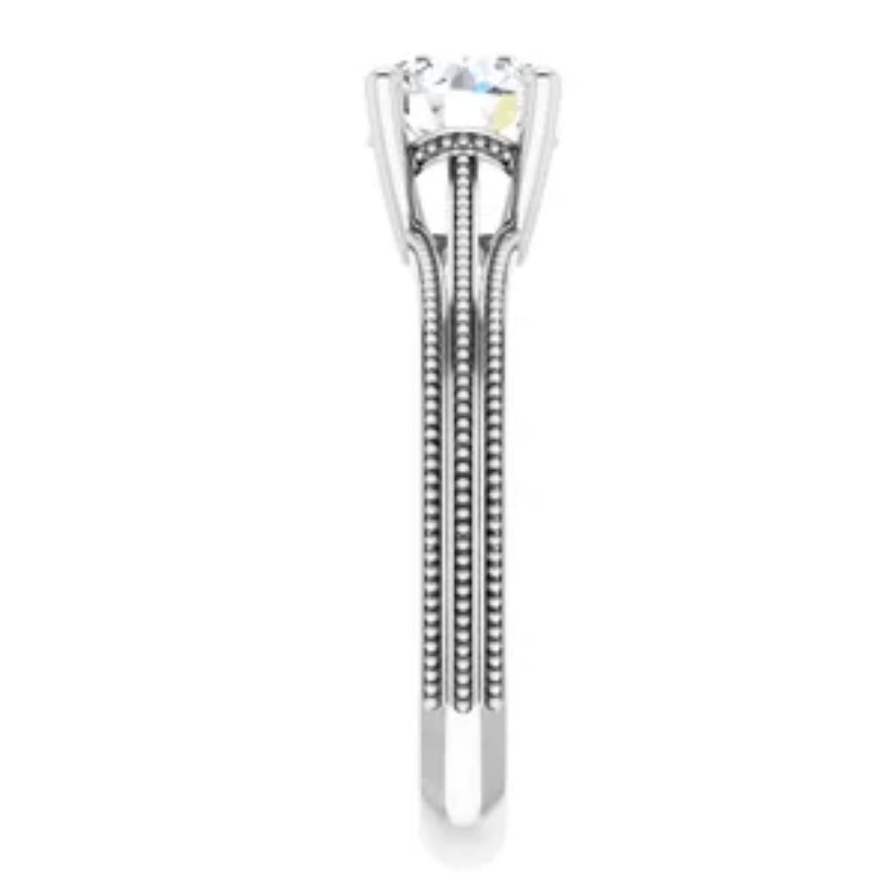 1 Ct Round Diamond Engagement Ring 14k White Gold M1208