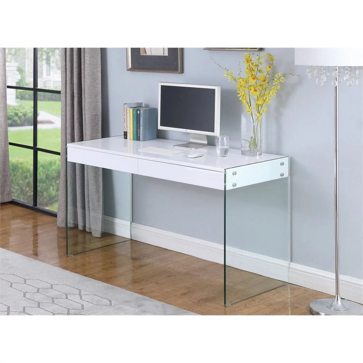 51.2" Wood and Glass Desk S656