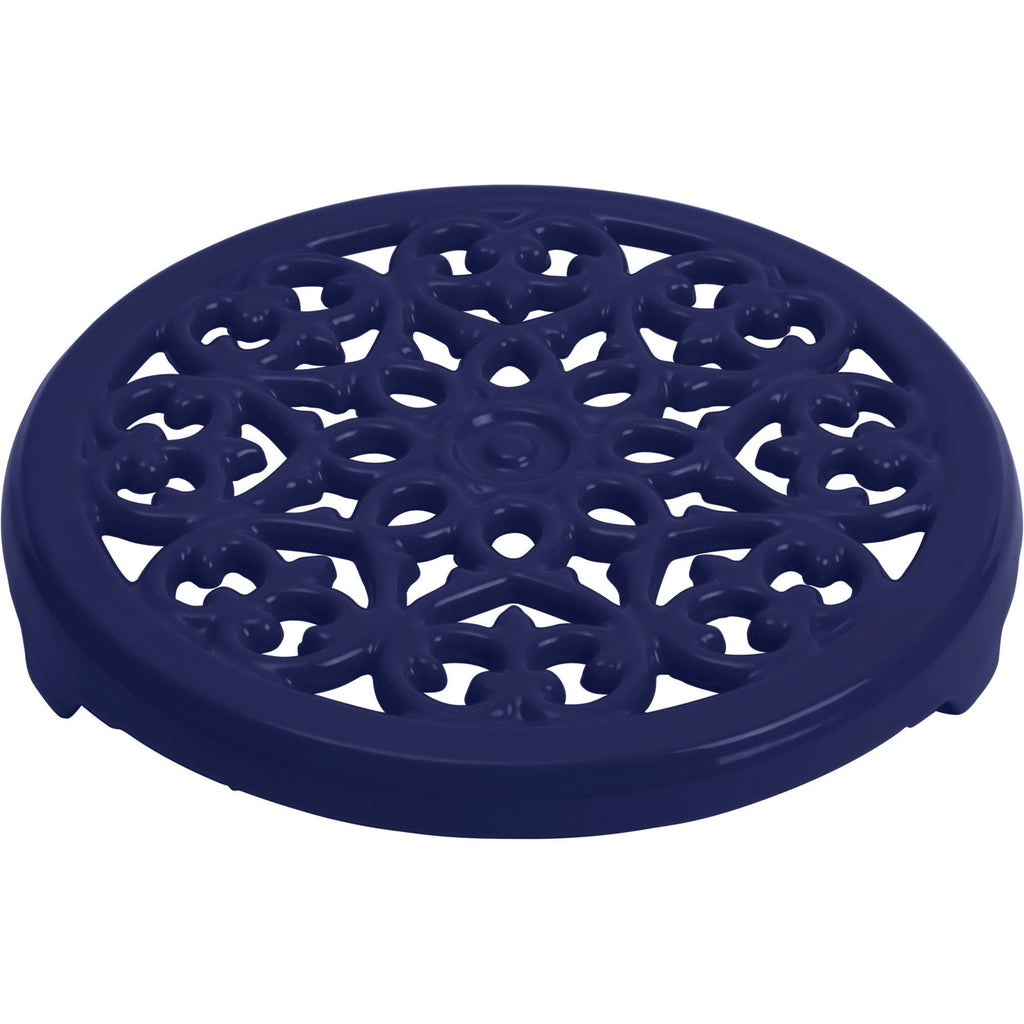 Dark Blue Cast Iron Round Trivet F10343