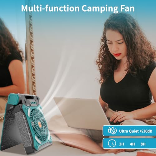 Solar Fan Rechargeable Camping Fan with Led Lantern Power Bank Foldable USB Personal Fans Orange M314686