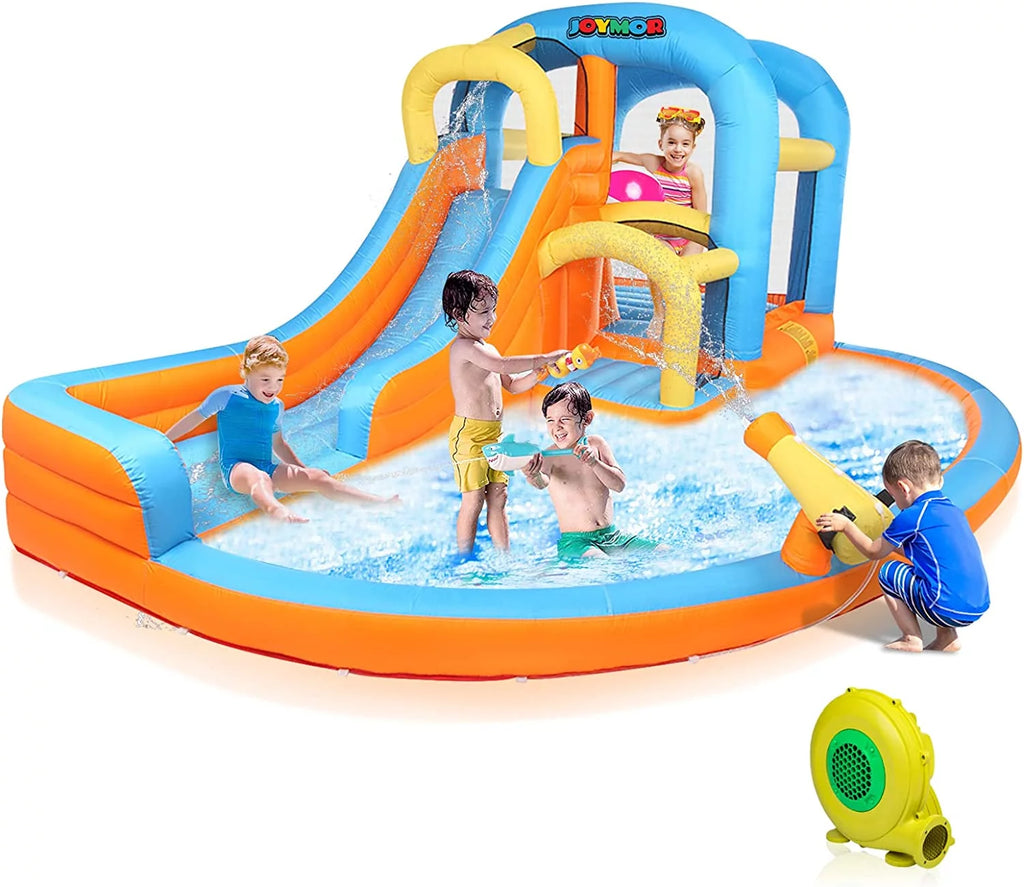 5-in-1 Inflatable Water Slide Park Bounce House with Splash Pool R61798
