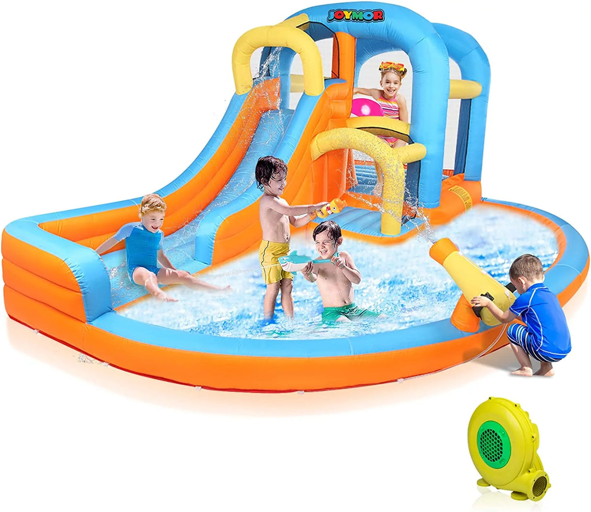 5-in-1 Inflatable Water Slide Park Bounce House with Splash Pool R61798
